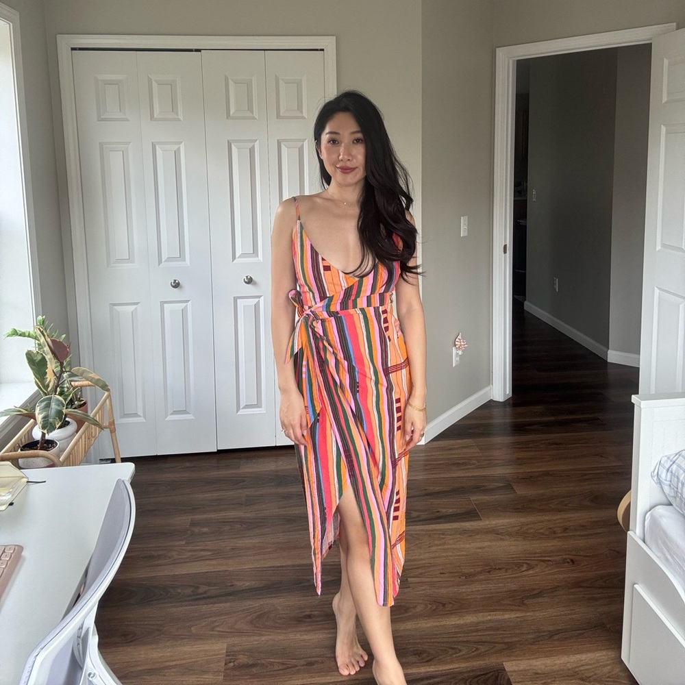 Striped Multicolor Wrap Dress